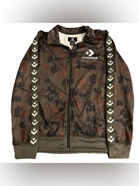 Converse Green Camouflage Kids Size L Zip Up Sweatshirt